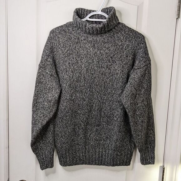 COPY - VINTAGE Cable knit heather grey turtleneck sweater medium @M - Picture 5 of 10